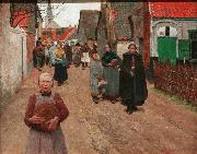 Frans van Leemputten The Distribution of Bread in the Village Sweden oil painting artist